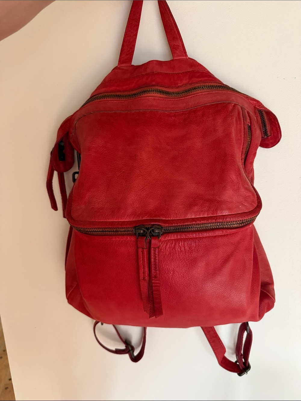 Tano Red Leather Backpack